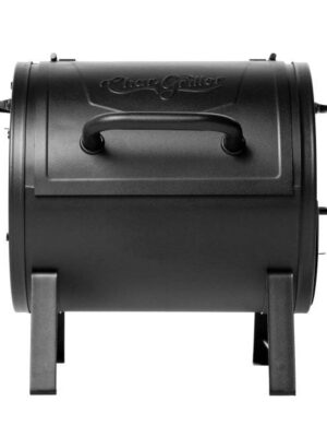 Griller Portable Charcoal Grill and Side Fire Box 17-in W Black Barrel Charcoal Grill