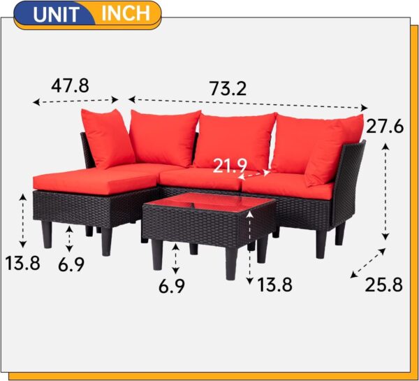 Patio Furniture Set 4 Pieces Outdoor Rattan Chair Wicker Sofa Garden Conversation Bistro Sets for Yard (Brown)