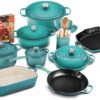20-piece Signature Cast Iron Cookware Set,10.25 Skillet,1.75-quart Saucepan with Lid