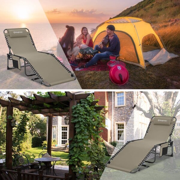 a33bb0faebee45edb7bceca8d5faafc1 Adjustable 4-Position Folding Chaise Lounge Chair with Pillow Pocket, Supports 265lbs