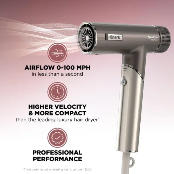 Shark SpeedStyle Pro FLEX Professional Performance High-Velocity Hair Dryer System Metallic Gray