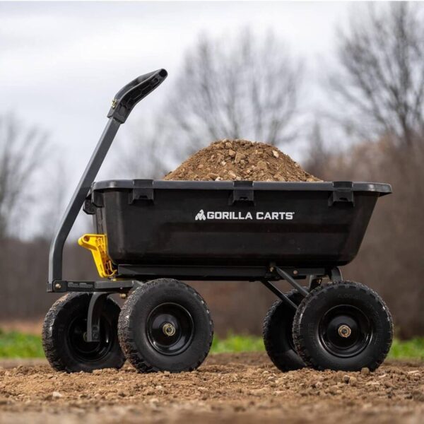 a3c929ffae7b41ca9759debf86717b9c 7GCG-NF Heavy-Duty Poly Dump Garden Cart with No-Flat Tires, 7 Cubic Feet, 1200-Pound Capacity, Black, Amazon Exclusive