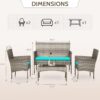 Patio Furniture Set 4 Pieces Outdoor Rattan Chair Wicker Sofa Garden Conversation Bistro Sets for Yard (Brown)