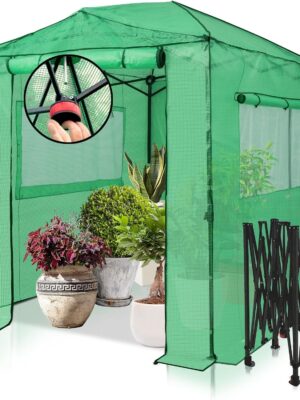 EAGLE PEAK 8×6 Portable, Heavy-Duty, Walk-in Pop-up Greenhouse, Indoor Outdoor Gardening Green House