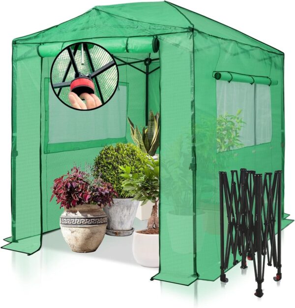 a43daa87f9c141da8781e798ce2ba7e4 EAGLE PEAK 8×6 Portable, Heavy-Duty, Walk-in Pop-up Greenhouse, Indoor Outdoor Gardening Green House