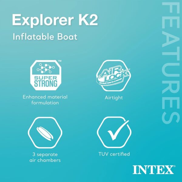 a460fe3844d5425791ac4df376d6e47a Intex 68307EP Explorer K2 Inflatable Kayak Set: Includes Deluxe 86in Aluminum Oars and High-Output Pump – SuperStrong PVC – Adjustable Seats with Backrest – 2-Person – 400lb Weight Capacity