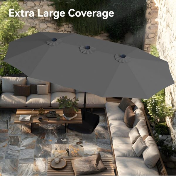 a4749ad731d34c10bc8ebe2aa7e27b13 15ft Patio Umbrella Double-Sided Outdoor Market Extra Large Umbrella with Crank, Umbrella Base Included (Dark Red)