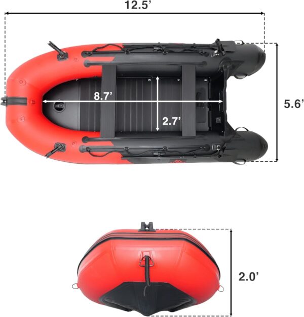 a47bb9b926d3480faf1ca4ac9968643c Inflatable Boat | Yacht Dinghy Tender Raft | Multi Person Fishing Boat | Aluminum Floor Oars | Fishing Rod Holders | Heavy-Duty PVC | 2024 Model |