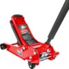 3 Ton Low Profile, Aluminum and Steel Racing Floor Jack with Dual Pistons Quick Lift Pump for Sport Utility Vehicle, Lifting Range 3-15/16′′ min to 18-5/16′′ max, Red