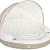 INTEX 58292EP Canopy Island Inflatable Pool Float: Comfortable Lounge Surface – Built-In Cup Holders – Detachable Sunshade – 440lb Max Weight Capacity – 78.5′′ x 59′′