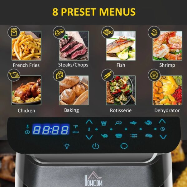 a4a4309f382b42bbaf1126ec0f5e5bc5 12QT Air Fryer Oven Combo, 8-in-1, 1700W, LED Display, Black, Includes Accessories