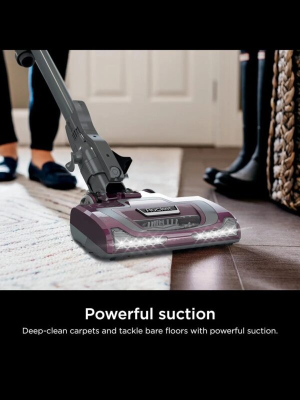 HV322 Rocket Deluxe Pro Corded Stick Vacuum with LED Headlights, XL Dust Cup, Lightweight, Perfect for Pet Hair Pickup, Converts to a Hand Vacuum, with Pet Attachments, Bordeaux/Silver