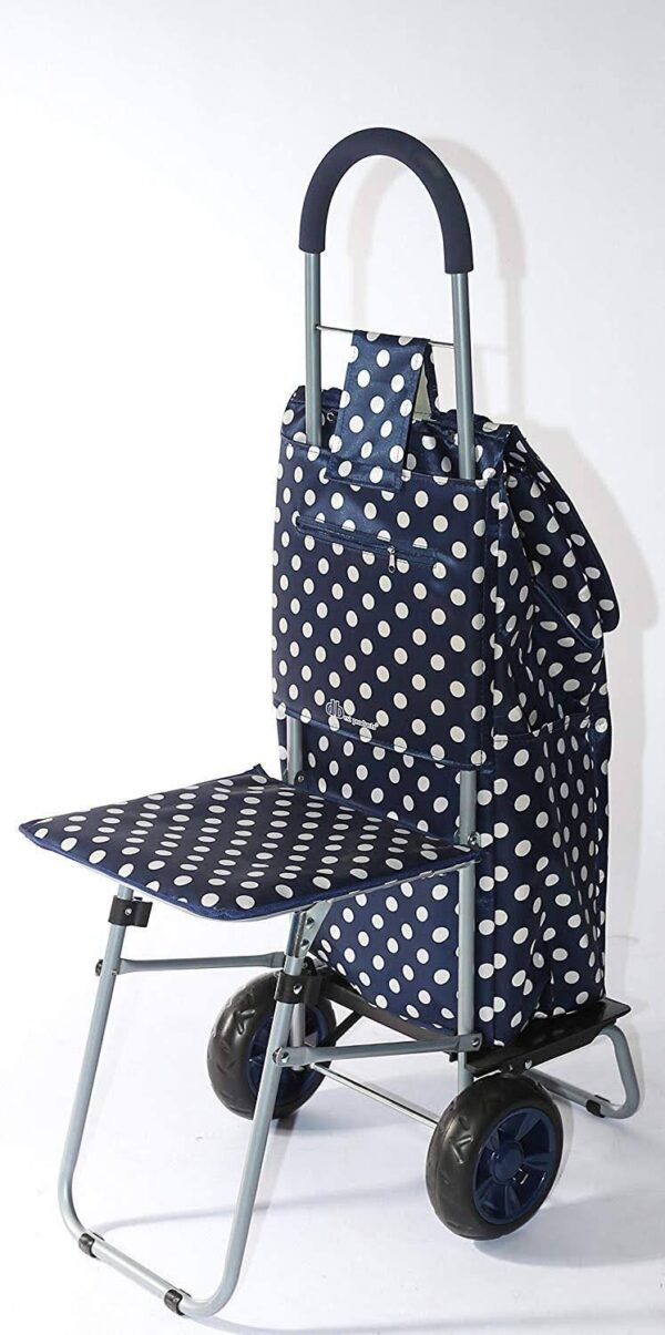 Blue Polka Dot Shopping Grocery Foldable Cart