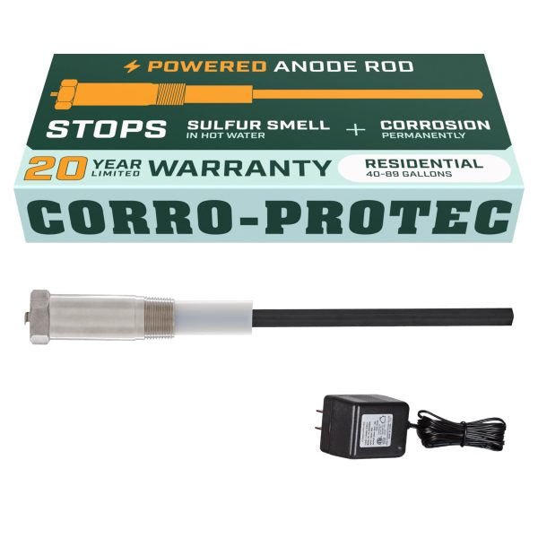 Corro-Protec Powered Anode Rod for Water Heater, Stops Corrosion and Reduces Limescale, Electrical Anode Rod Made of Titanium