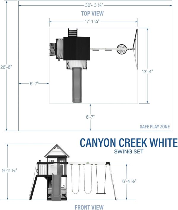 Backyard Discovery Canyon Creek Cedar Wood Swing Set with Wave Slide, Clubhouse, Play Kitchen, Picnic Area, Belt Swings, Web Swing, Rock Wall, Balconies, Playhouse, Step Ladder, Outdoor Playset