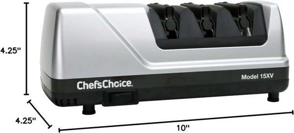 Chef’sChoice Trizor 15XV Professional Electric Knife Sharpener for Kitchen Knives, 75db, 3 Slots, Gray
