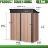 Aoxun 6.2×4 FT Shed Outdoor Storage Shed Metal Garden Shed with Lockable Doors & Slooping Roof Tool Shed Bike Shed for Backyard, Patio, Poolside (Brown)
