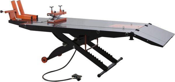 a61685f69c6e4507b7726d4f29c3be1c APlusLift MT1500X 1500LB Air-Operated Motorcycle & ATV Lift Table – 48′′ Wide with Side Extensions, 2-Year Warranty