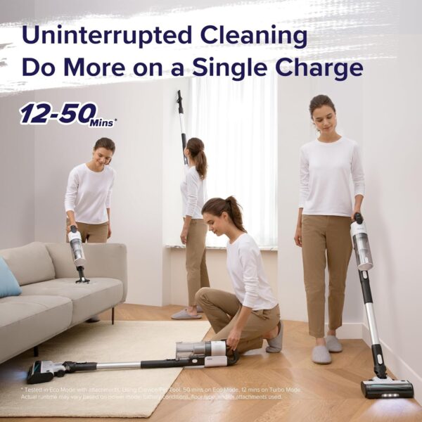 Cordless Vacuum Cleaner, Stick Vac with Tangle-Resistant Design, Up to 50 Minutes, Powerful Suction, Rechargeable, Lightweight, and Versatile for Carpet, Hard Floor, Pet Hair, LVAC-200