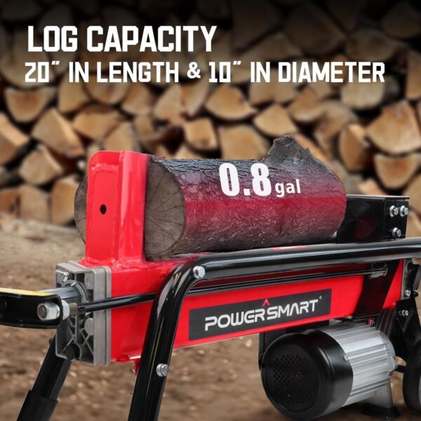 PowerSmart Electric Log Splitter 7-Ton – Efficient Wood Splitter with 3500 Motor Speed, 15 Amp, Horizontal Full Beam Design and Steel Wedge for Firewood & Kindling Cutting