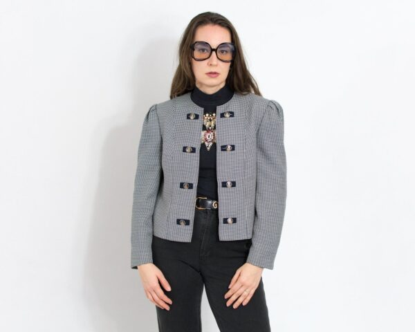 Black white wool blazer