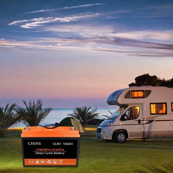 CHINS 12V 100AH LiFePO4 Lithium Iron Battery 100A BMS for RV