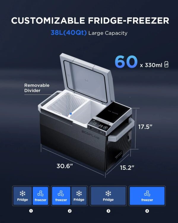 a6a2e586f2a049c3a4c4777d2faf6ecd Car Refrigerator, 40 Qt(38L) Portable Refrigerator, Electric Cooler with Ice Maker, Dual Zone WIFI APP Control(-13°C~50°C), 12/24V DC/AC For Camping, Travel, Fishing, Outdoor, Truck