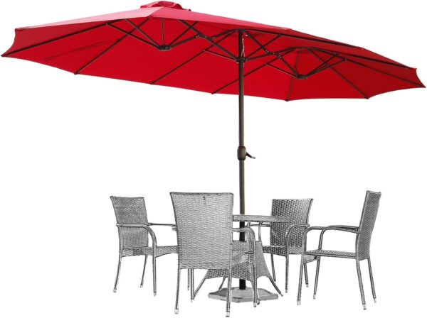 a6cddefff66e49f1bf88eaf4cbb6db1c 15ft Patio Umbrella with Solar Lights, Large Double Umbrella Outdoor, Rectangle 180”x106” Umbrellas with 156 PCS LED Lights and Crank Handle for Backyard Deck Pool Shade in Black(1.9′′ Pole)