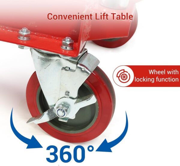500LBS Hydraulic Lift Table Cart, 30′′ Lifting Height., Double Scissor Lift Table with 4 Wheels and Non-Slip Pad, Hydraulic Scissor Lift Table for Material Handling and Transportation