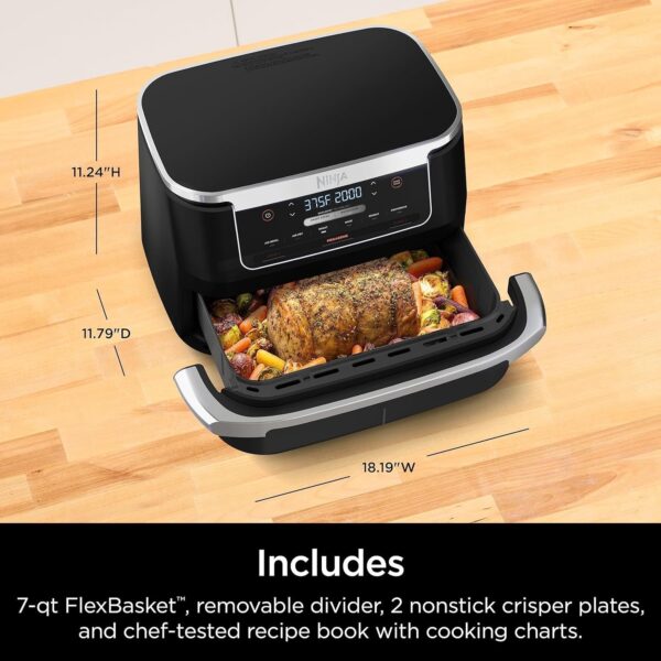a736407b329e40349b022809436e8c51 DZ401 Foodi 10 Quart 6-in-1 DualZone XL 2-Basket Air Fryer with 2 Independent Frying Baskets, Match Cook & Smart Finish to Roast, Broil, Dehydrate for Quick, Easy Family-Sized Meals, Grey