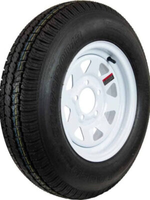 Hi-Run ASB1001 8 Spoke White 50 PSI ST175/80D13 and 13 in. x 4.5 in. 5-4.5HD 6-Ply Tire and Wheel Assembly