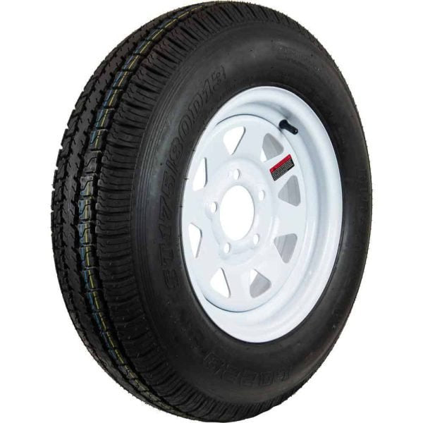 Hi-Run ASB1001 8 Spoke White 50 PSI ST175/80D13 and 13 in. x 4.5 in. 5-4.5HD 6-Ply Tire and Wheel Assembly