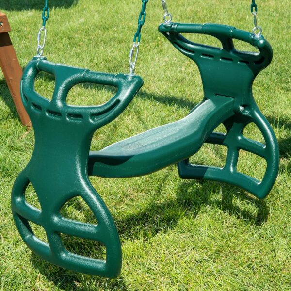 Gorilla Playsets 04-0037-G Dual Ride Glider Back-to-Back Tandem Swing, Green, Green Plastic Coated Chains, Multi-Child Swing