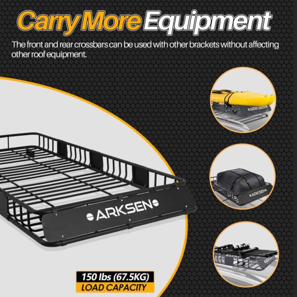 a7aa0f06ccd4414d94765c3778ec9ca8 ARKSEN 84 x 39 x 6 Universal Roof Rack Cargo Extension Car Top Luggage Holder Carrier Basket SUV Camping, Black