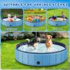 Foldable Dog Swimming Pool, 120′′x20′′ Oversize Collapsable Hard Plastic Potable Bathing Tub for Pet Dog Kiddie Pool Indoor and Outdoor Leakproof PVC Play Pool for Large Dogs Pets Puppy Kids Blue
