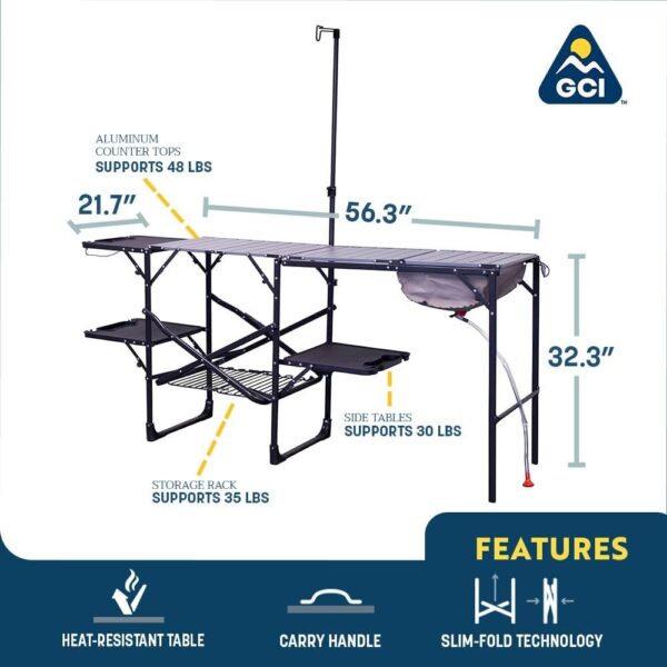 a8a70d160b76402a9f947fa4b18949c6 GCI OUTDOOR Master Cook Station | Portable Folding Kitchen Table with Soft Shell Sink, Heat Resistant Tabletop & Telescoping Lanter Pole, Perfect for Camping Trips