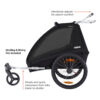 2-Seat Bicycle Trailer and Stroller – Black