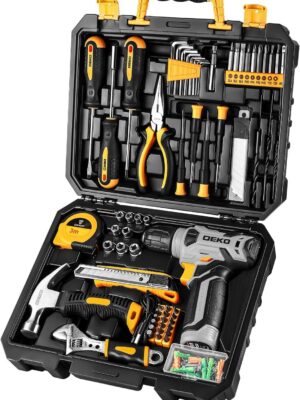 DEKOPRO Tool Set:Tool Kit with 8V Cordless Drill,Tool Box with Drill,Hand Drill Set for Men & Women,Home Tool Kits for House Repair,Handyman,DIY 126 Piece