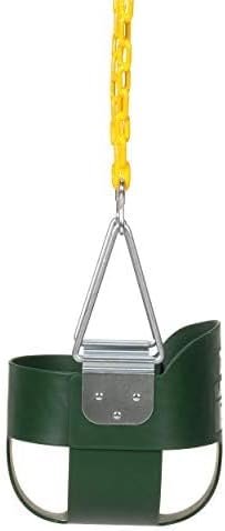 Eastern Jungle Gym Heavy-Duty High Back Full Bucket Toddler Swing Seat | Coated Swing Chains Fully Assembled | Green Swing Set Accessory