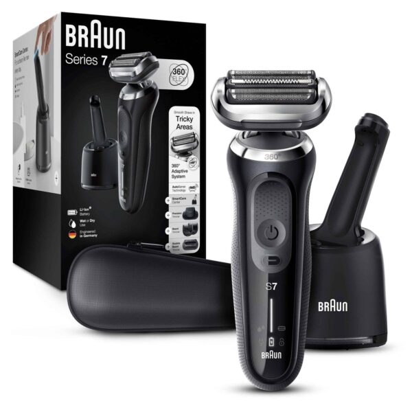 Braun Series 7 7085cc Flex Rechargeable Wet Dry Men s Electric Shaver with Clean Charge Station, Stubble Beard Trimmer