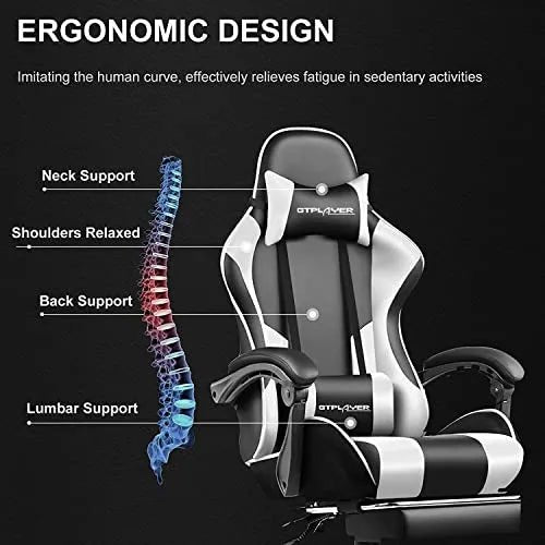 Gaming Chair, Computer Chair with Footrest and Lumbar Support, Height Adjustable