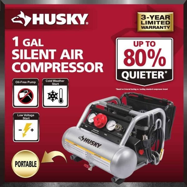 Husky 3300113 1 Gal. Portable Electric-Powered Silent Air Compressor
