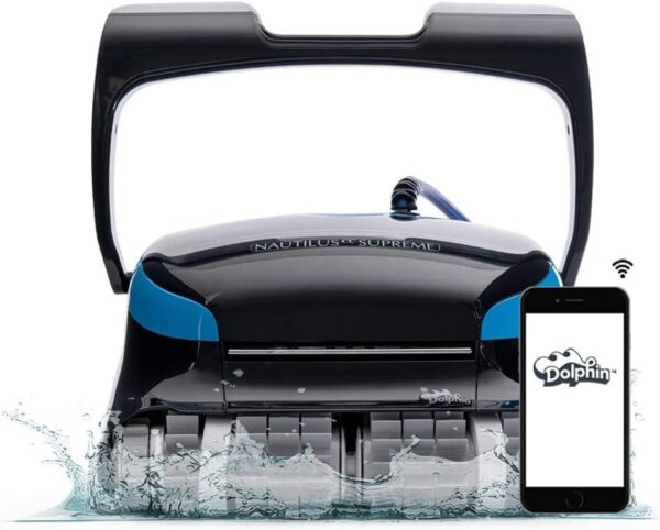 Dolphin Nautilus CC Plus Wi-Fi Automatic Robotic Pool Vacuum Cleaner, Always Cleaning, Never Charging, with Wall Climbing Scrubber Brush, Ideal for In-Ground Pools up to 50 FT in Length