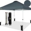 CROWN SHADES 10×10 Pop Up Canopy – Beach Tent with One Push Setup – Easy Outdoor Sun Shade for Events, Parties, Camping – Gazebo with STO-N-Go Cover Bag, Silver Coated Top, White