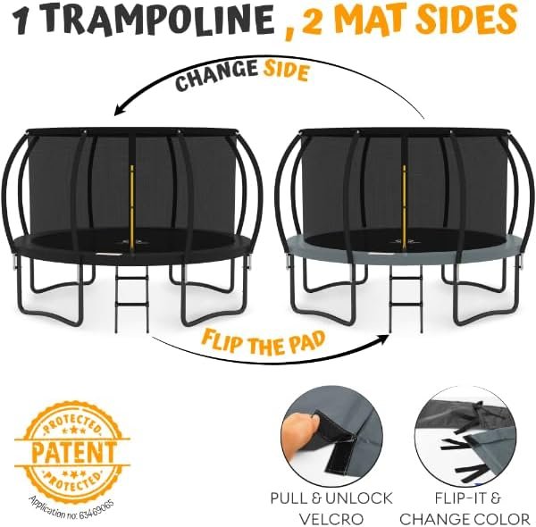 JUMPZYLLA Trampoline 8FT 10FT 12FT 14FT 15FT 16FT Trampoline with Enclosure – Recreational Trampolines with Ladder and AntiRust Coating, ASTM Approval Outdoor Trampoline for Kids