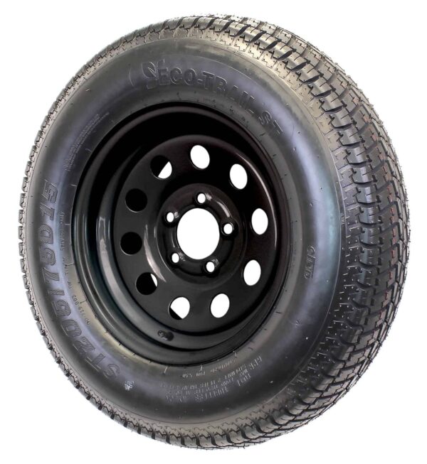 aa7b496ce2224b3f97b6873336beb884 2-Pk Trailer Tire On Black Wheel Modular Rim ST205/75D15 LRC 5 Lug On 4.5 15 x 5.