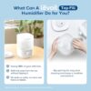 Humidifiers for Bedroom Baby, Sprout Evaporative with Dual Filters for Air & Water, Separate Sensor, Adjustable No Blue Nightlight, Auto Dry, Smart Control & Alexa, Auto Mode, 3.8L Tank for 36H