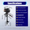 2-Stroke 3.6HP Outboard Motor, 55CC Heavy Duty Fishing Boat Engine 5000rpm Gasoline Short Shaft Boat Motor Water Cooling & CDI Manual Start Boat Engine for Canoes, Dinghies, Inflatable Boats