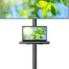 Mobile TV Stand for 23-60 Inch LCD LED Flat/Curved Panel Screen TVs, Tilt TV Cart Holds up to 88Lbs Portable Stand with Laptop Shelf Rolling Floor Max VESA 400x400mm (PSTVMC06)