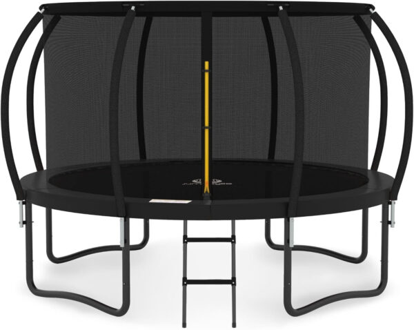 JUMPZYLLA Trampoline 8FT 10FT 12FT 14FT 15FT 16FT Trampoline with Enclosure – Recreational Trampolines with Ladder and AntiRust Coating, ASTM Approval Outdoor Trampoline for Kids